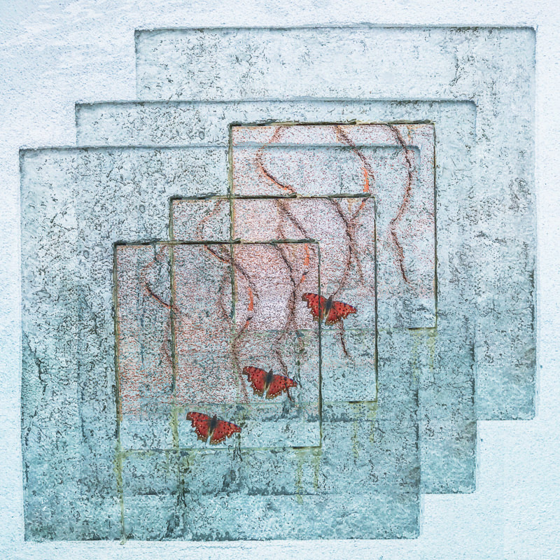 Abstract, multiple exposure image, window detail, Zattere, Venice