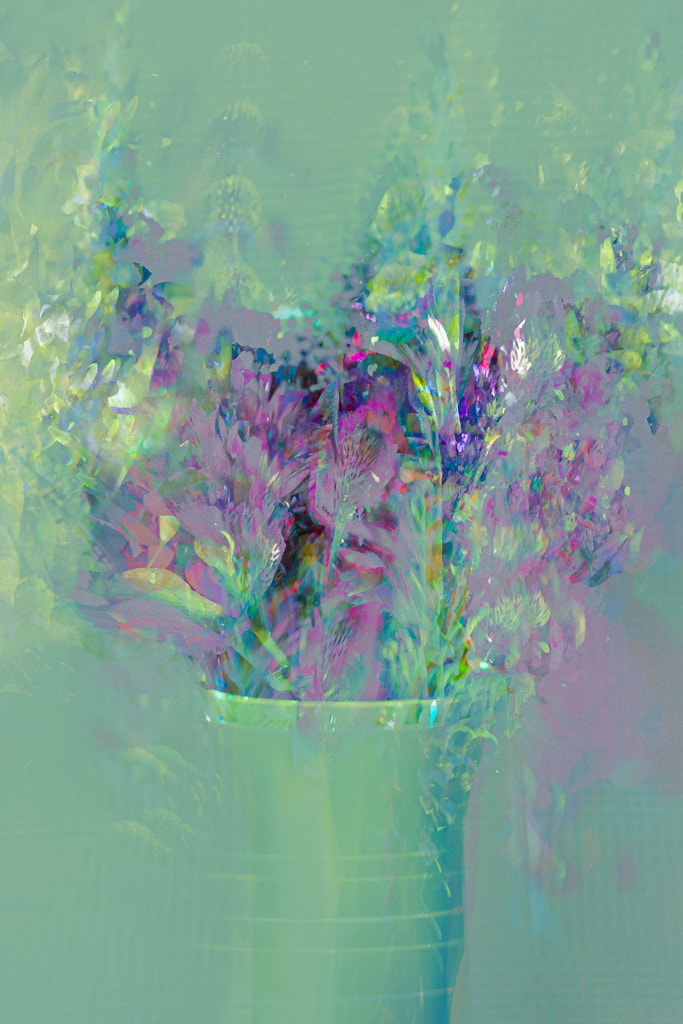 Bouquet, abstract of flowers in a vase, green
